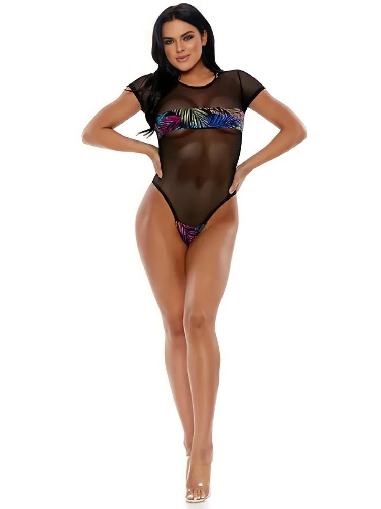 90's Vibe Mesh Hooded Bodysuit