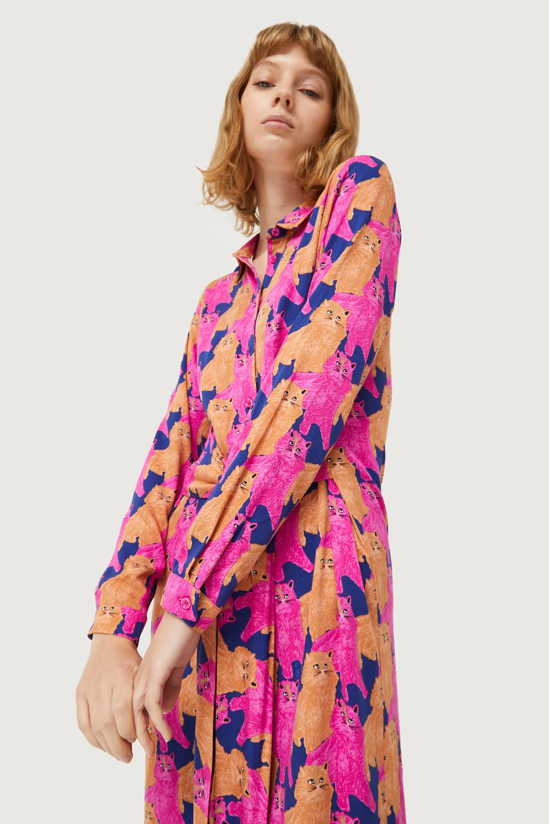 Compañia Fantastica - Meow Mix Midi Shirt Dress