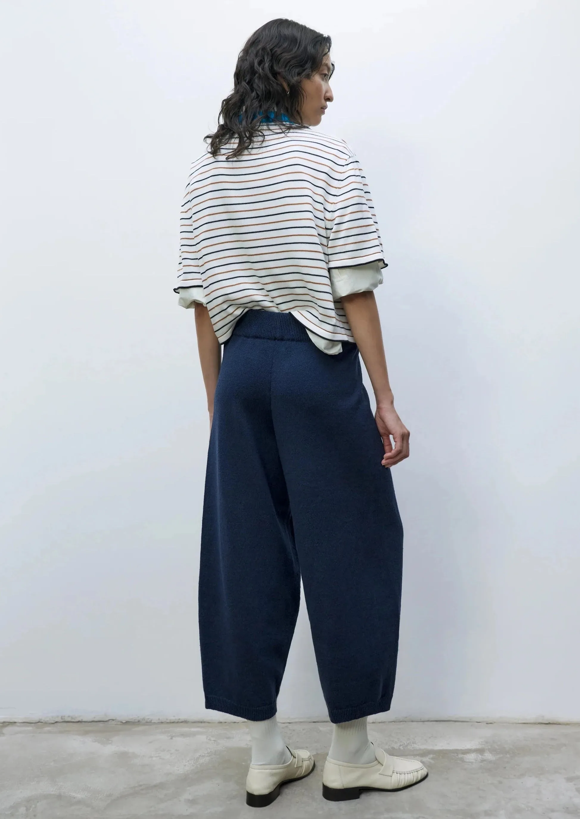 Cotton Knitted Pants, Navy