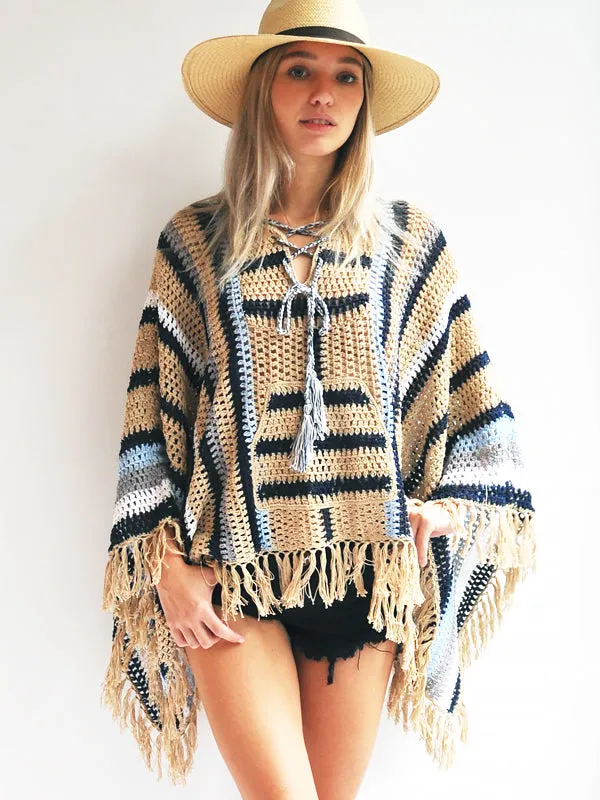 Crochet California Poncho Hoodie