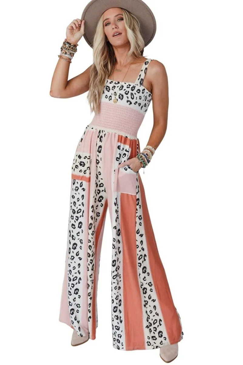 Dazzle Leopard Color Block Jumpsuit