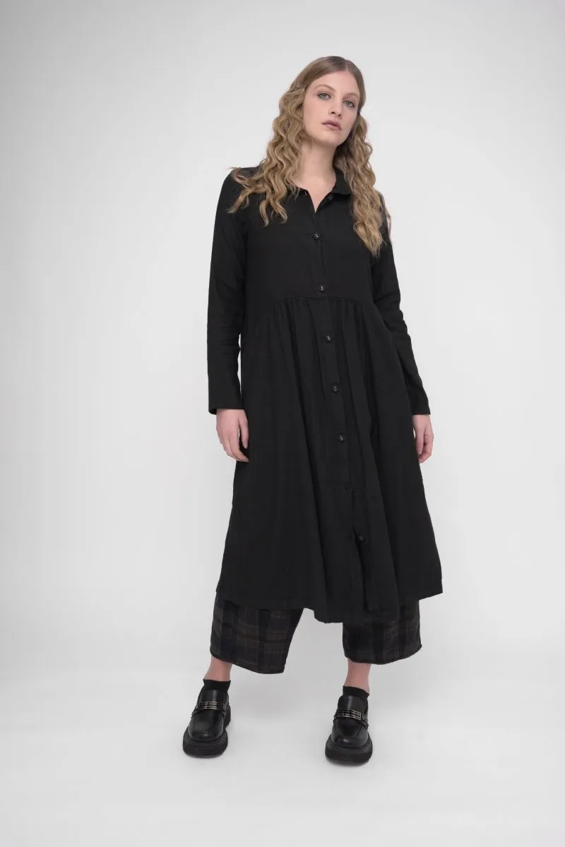 Tiered Waist Cotton Linen Dress